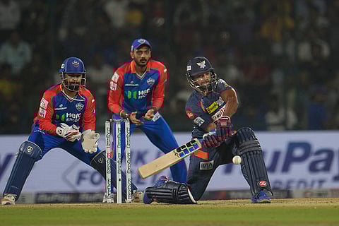 Nicholas Pooran plays a shot